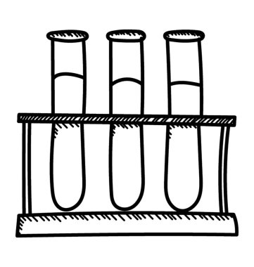 test tüpleri simgesi tasarım Laboratuvarı araştırma kavramı için doodle