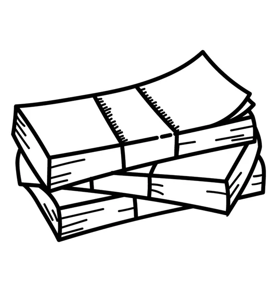 Haufen Banknoten Doodle Symbol — Stockvektor