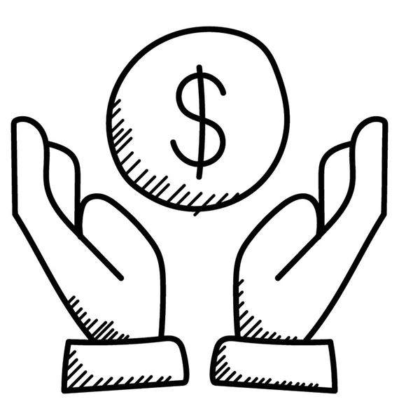 Mains Tenant Symbole Dollar Économiser Argent — Image vectorielle