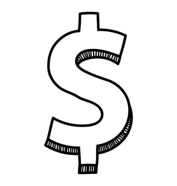 Doları doodle Icon, sermaye kavramı 