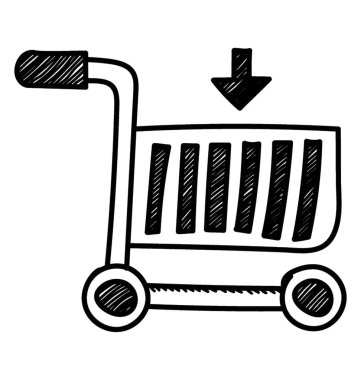 Doodle Icon tasarımını gösteren online alışveriş, e-ticaret Sepete Ekle