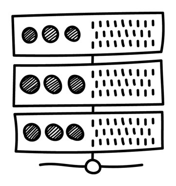 Teknoloji ve web barındırma tarafından temsil edilen veritabanı