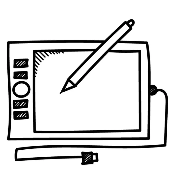 Ícone Doodle Digitalizador Com Caneta Wacom Para Gráficos Digitais —  Vetores de Stock