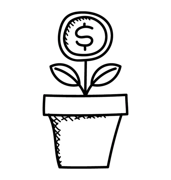 Pot Plantes Avec Des Pièces Dollars Représentant Concept Icône Vectorielle — Image vectorielle