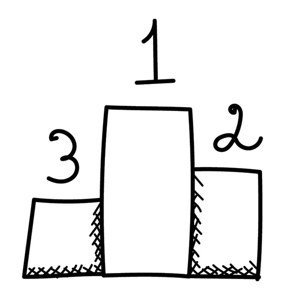 Ícone Doodle Pódio Vencedores Pedestal Vencedores —  Vetores de Stock