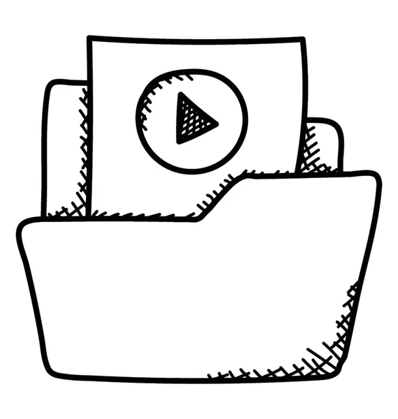 Doodle Διάνυσμα Εικονίδιο Σχεδιασμός Ενός Βίντεο Αρχειοθετημένα Φακέλου — Διανυσματικό Αρχείο