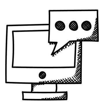 Chat bubbles doodle icon design for online chatting concept