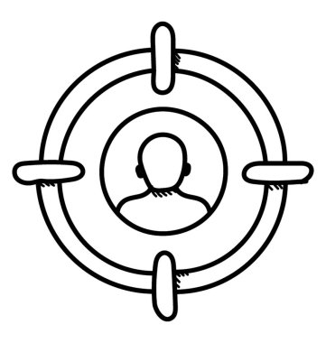 Kelle avcısı doodle Icon odak işareti ile bir kişidir