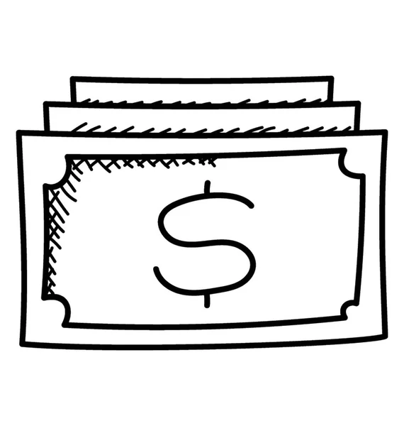Banknot Doodle Icon Yığını — Stok Vektör
