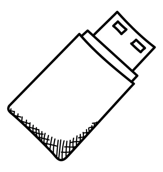 Doodle Иконка Дизайн Устройства Хранения Данных Usb — стоковый вектор