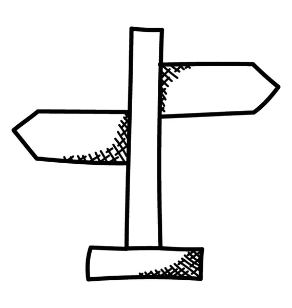 Vägbeskrivning Fingerpost Doodle Vektor Design — Stock vektor
