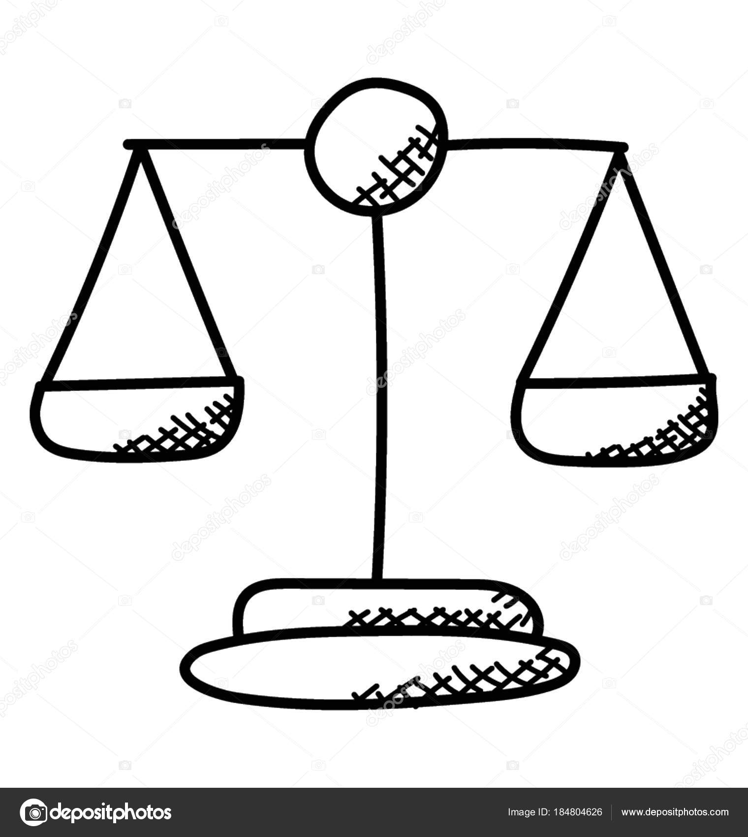 Balance Scale Doodle Icon Justice Concept Stock Vector by