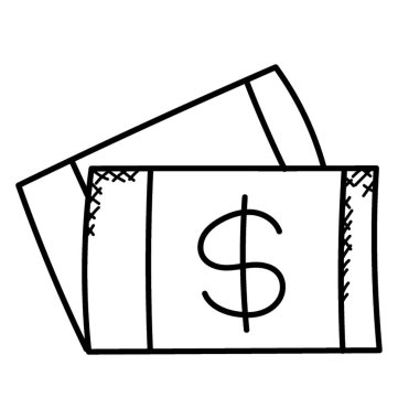 Banknot doodle Icon yığını