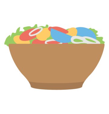 Bir kase meyve karışımı, lezzetli yemek düz simgesi dolu