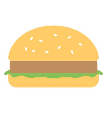 Bir büyük hamburger, fast food düz simgesi