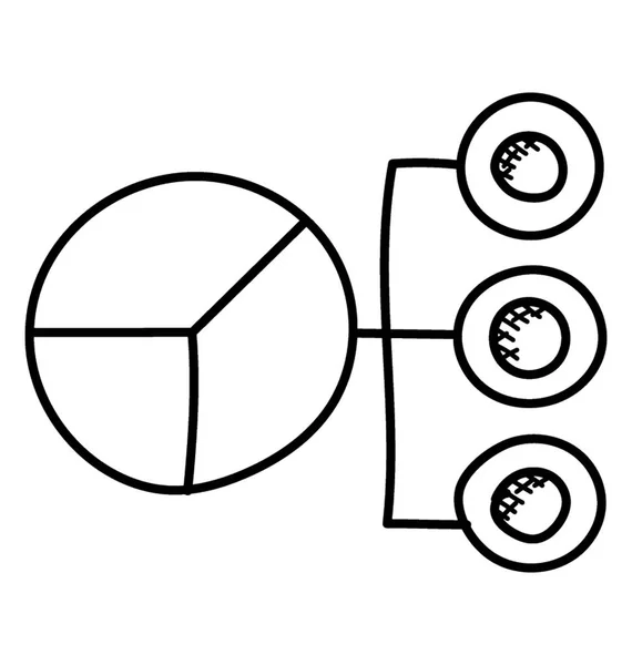 Kuchendiagramm Mit Hierarchie Die Das Design Der Marktanalyse Symbole Zeigt — Stockvektor