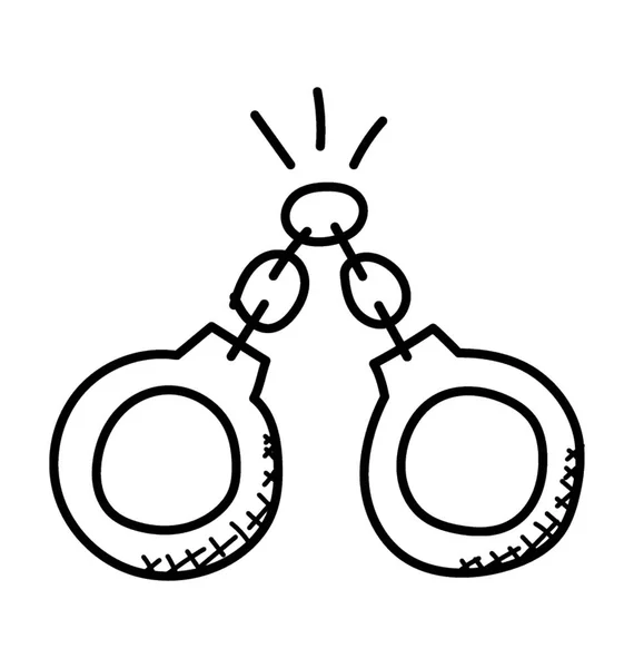 Doodle Icône Conception Menottes — Image vectorielle