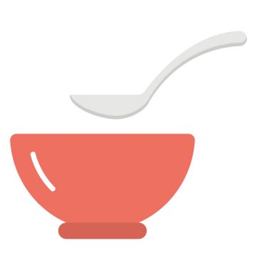 Kaşık, gıda konteyner düz simgesi ile bir kase