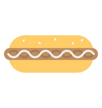 Sosis ızgara hardal düz vektör simgesi olan