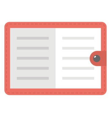 Bir defter ile düğmeli kapak düz simgesi