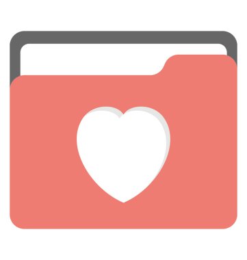 İşaretlenmiş kalp klasörü, sık düz simgesi