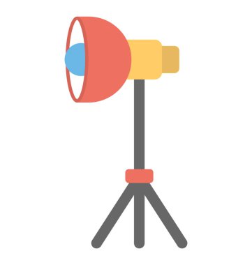 Stüdyo aydınlatma aygıtının, parlak düz simgesi döküm