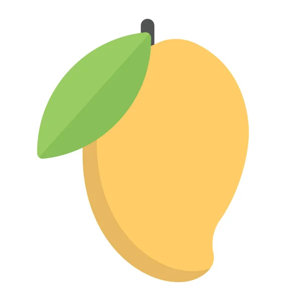 Una Deliciosa Fruta Verano Mango Icono Plano — Vector de stock