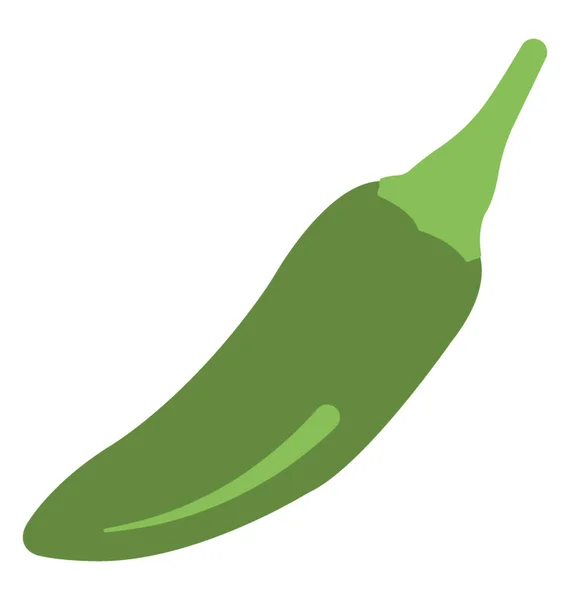 Green Chilli Vegetable Flat Icon — Stock Vector