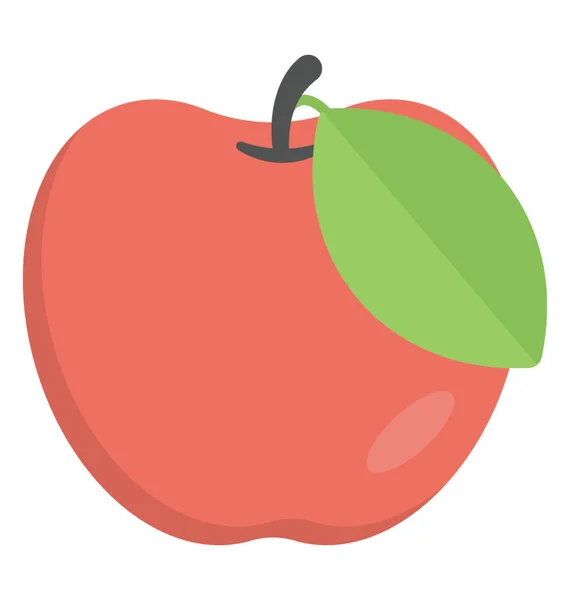 Ein Ganzer Apfel Bio Lebensmittel Flach — Stockvektor