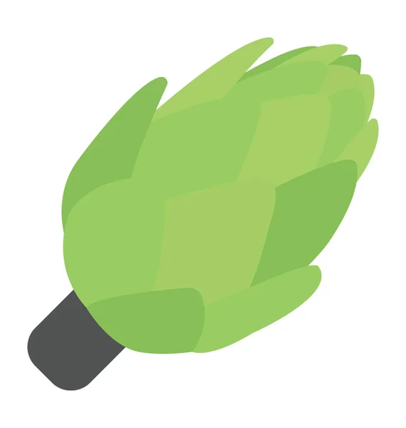 Alcachofa Flor Verde Icono Plano — Vector de stock