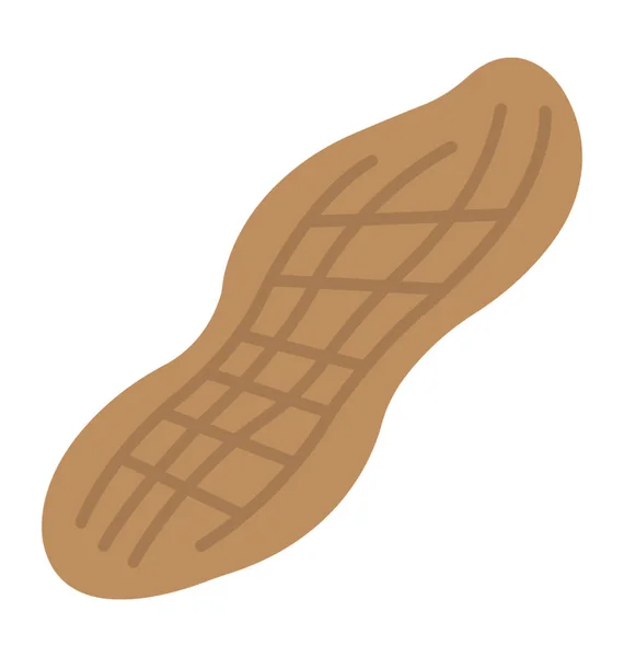 Unpeeled Nut Peanut Flat Icon — Stock Vector