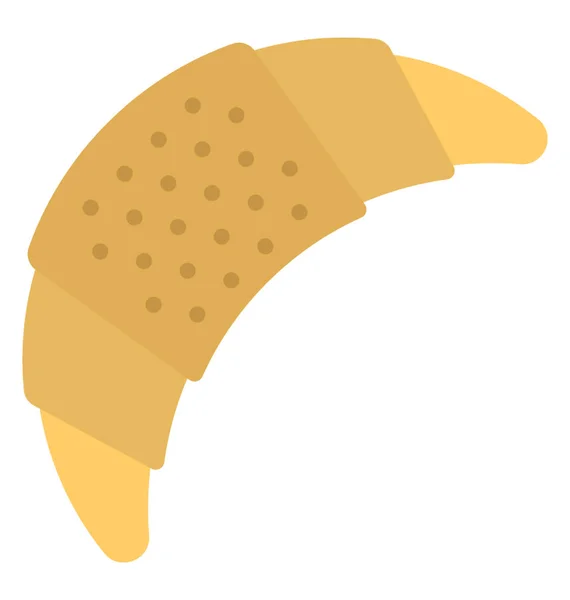 Zoet Gebakken Bakkerij Croissant Platte Pictogram — Stockvector