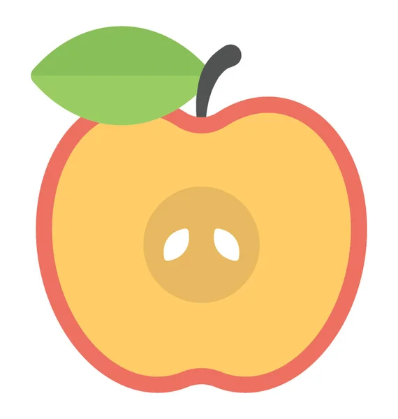 Jedna Polovina Jablko Organické Potraviny Ploché Ikony — Stockový vektor
