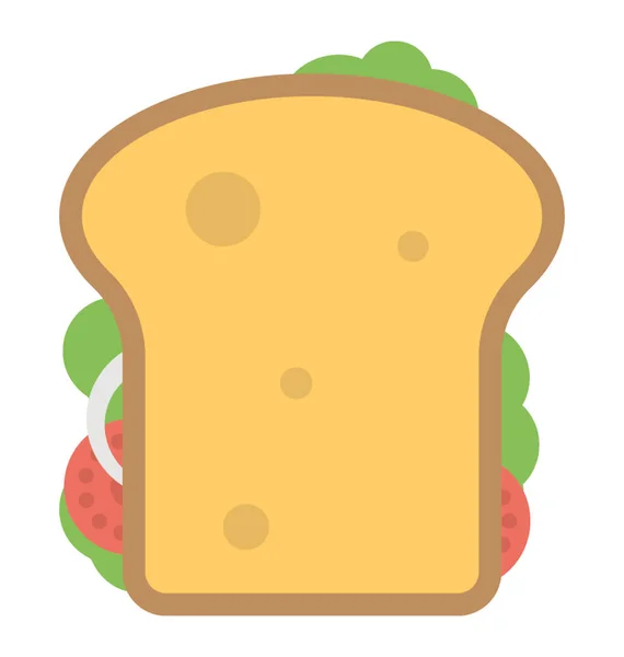 Brotwickel Sandwich Flach Symbol — Stockvektor