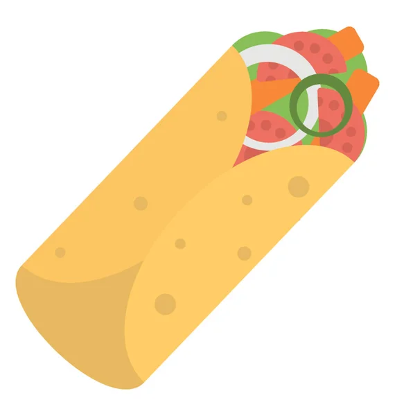 Huhn Fajita Sandwich Wrap Flache Symbol — Stockvektor