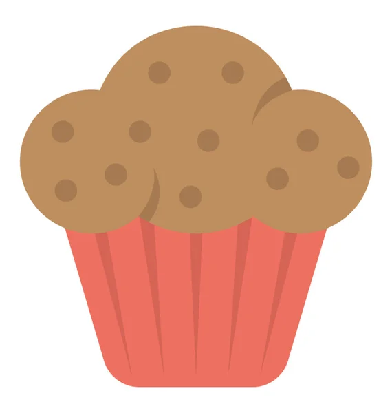 Leckere Cupcake Mit Sahne Topping Flache Symbol — Stockvektor
