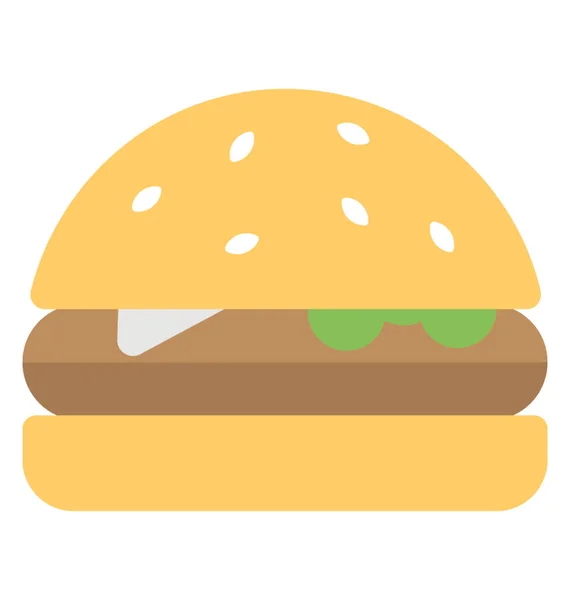 Grande Hambúrguer Fast Food Flat Icon — Vetor de Stock