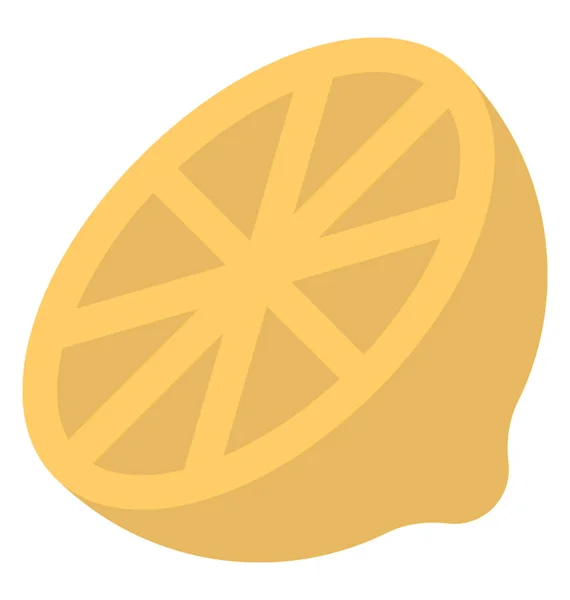 Half Sliced Lemon Citrus Food Flat Icon — Stock Vector