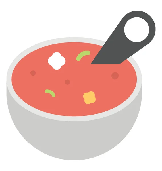 一碗可口的热汤 辛辣的食物扁平的图标 — 图库矢量图片