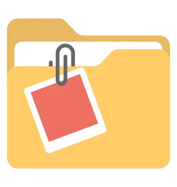 File Attachment Attached Folder Concept Flat Icon — Stock Vector