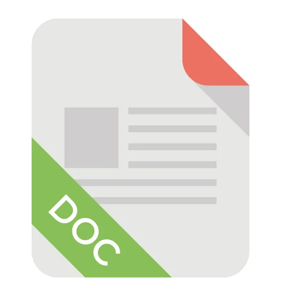 Documento Con Extensión Doc Icono Plano Documento Word — Vector de stock