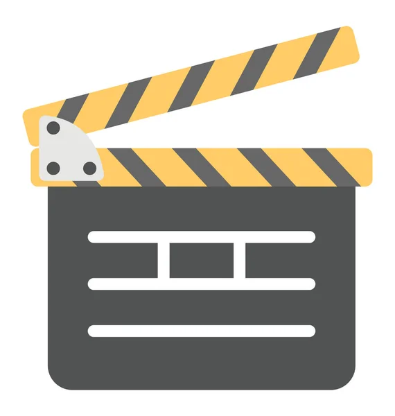 Film Clap Board Productie Apparatuur Platte Pictogram — Stockvector