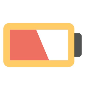 Mobil güç batarya ile yarım güç depolama düz simgesi