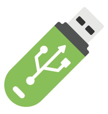 Bir bellek sopa, usb düz simgesi
