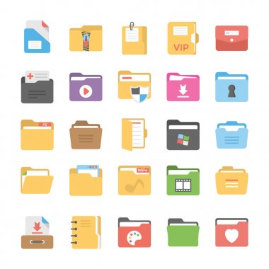 Files and Folders Flat Icons clipart