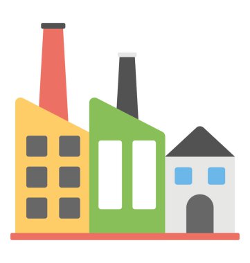 Endüstriyel Bina temsil eden dış üniteleri ile bina