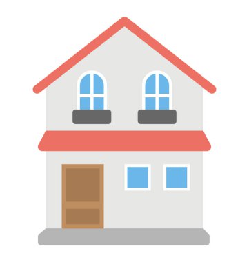 Bir aile ev inşa, düz simgesi tasarım Konut Binası