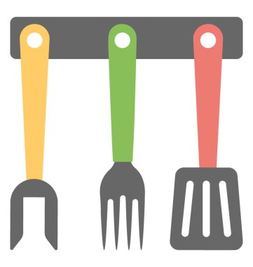 Sahipleri üzerinde asılı mutfak gereçleri