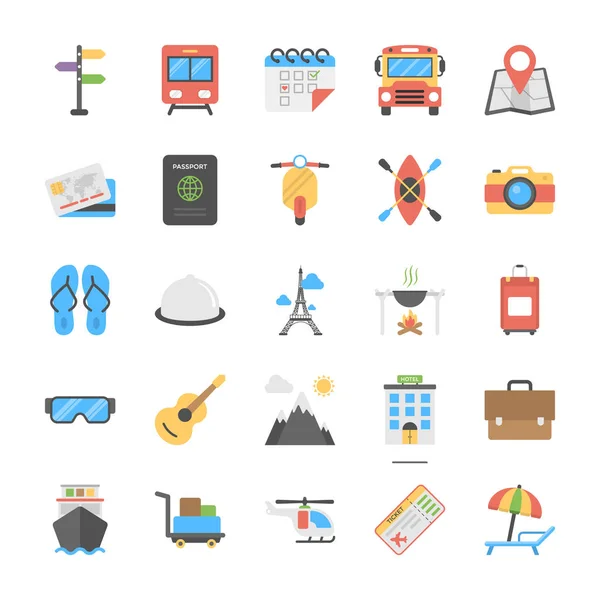 Outdoor Travel Camping Flat Vector Icons — Stock Vector