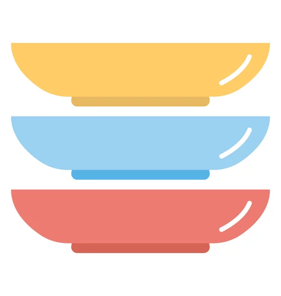 Ensemble Assiettes Colorées Vaisselle — Image vectorielle